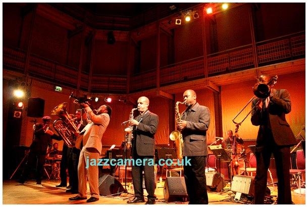 Patrick Clahar, alto, centre, with Abram Wilson's Delta Blues Project